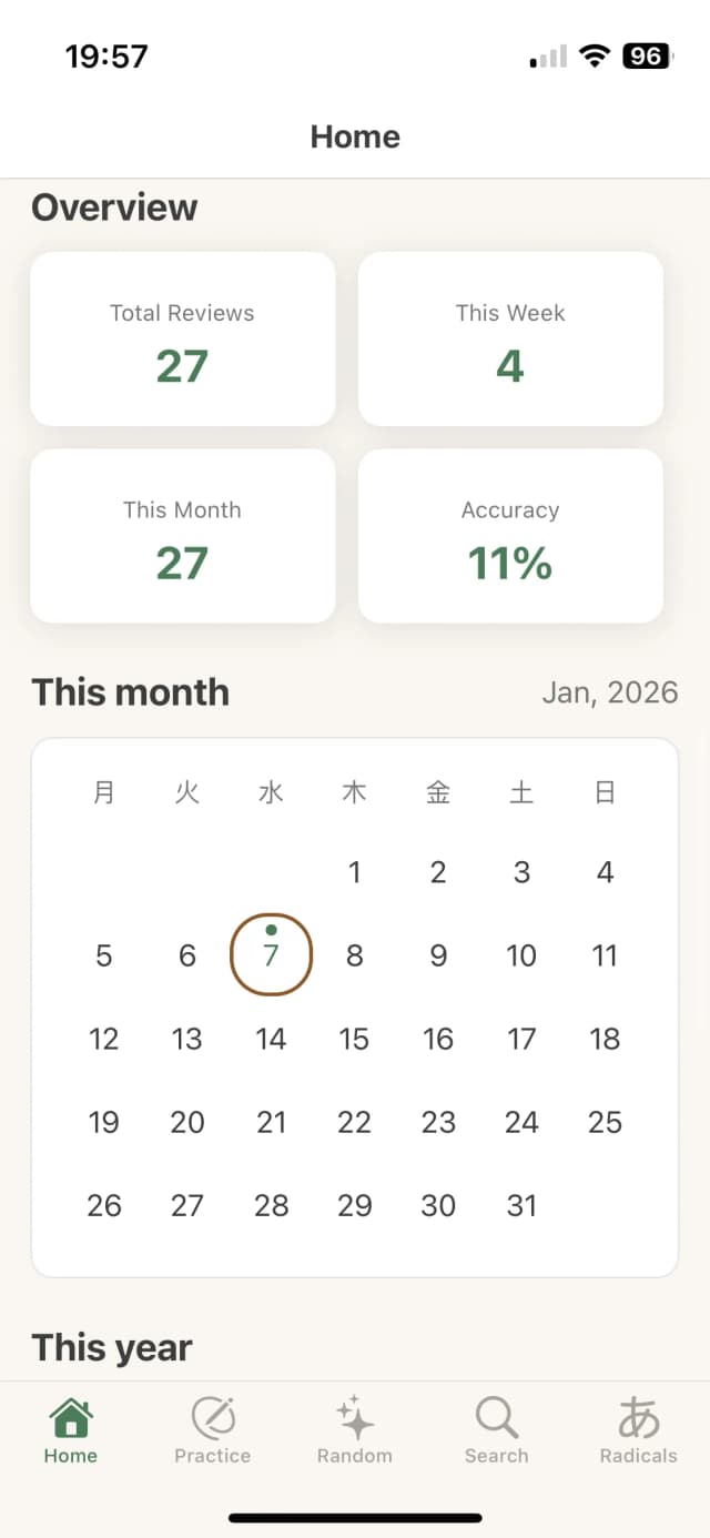 Track progress with stats & calendar